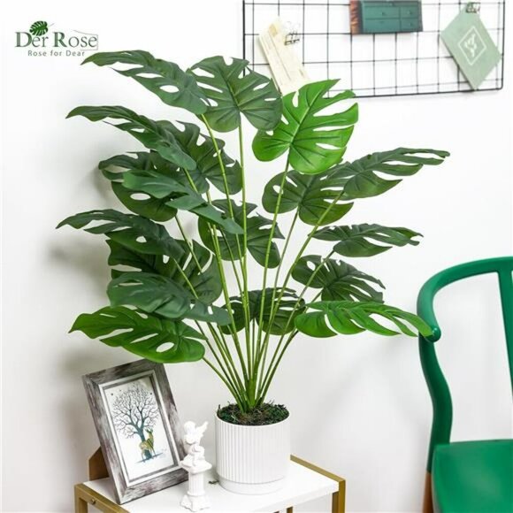 Tall fake monstera plant 28 inch artificial indoor outdoor floor decor pot - Picture 5 of 7